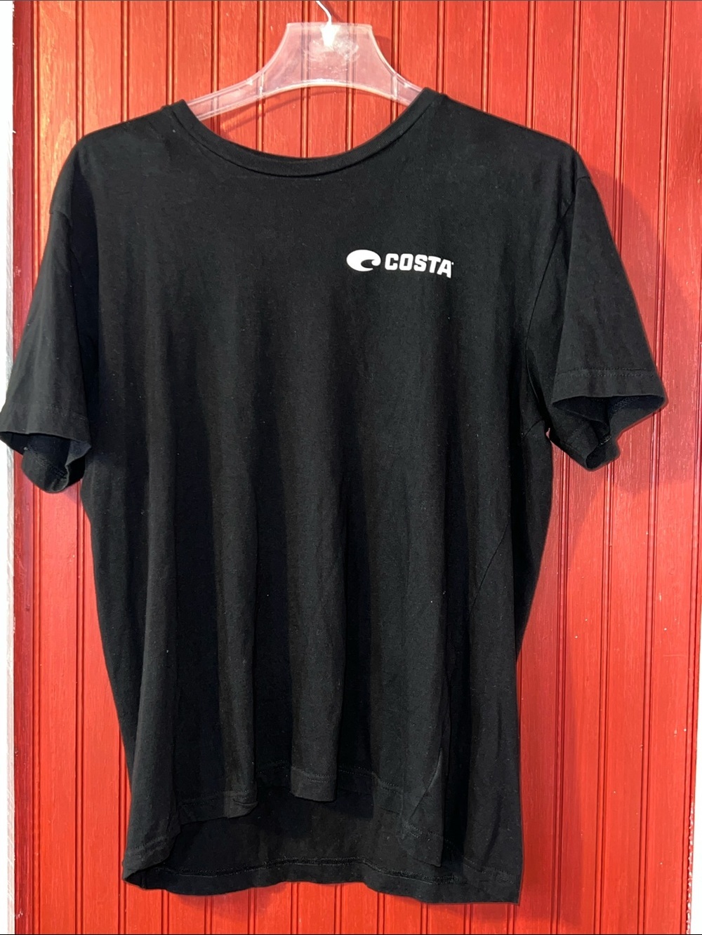 Costa Black Short Sleeve Tee with White Chest Logo Flag L